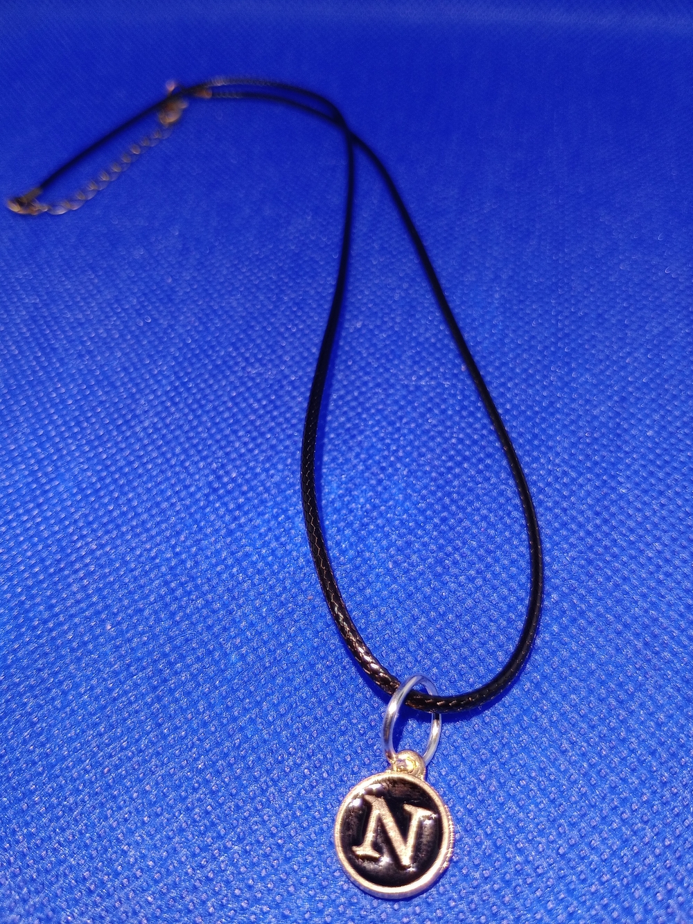 Initial 'N' Pendant Necklace in Black and GOLD